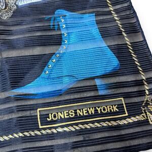 Jones New York Navy Silk Scarf with Women's Accessories 21" Square